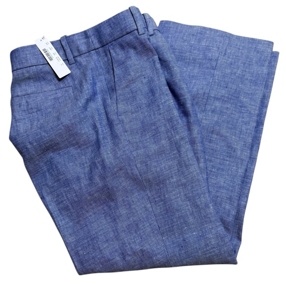 J. Crew size 6 new with tags chambray straight leg linen pants 27.5 inseam - Picture 5 of 6
